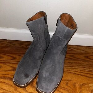 Lucky Brand Kazey Suede Square Toe Ankle Boots - Grey - Size 13M